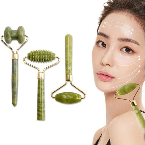 Natural Jade Stone Massage Gua Sha Scraper Roller Facial Care Physical Beauty Lifting Firming Guasha Face massager Scraping Tool