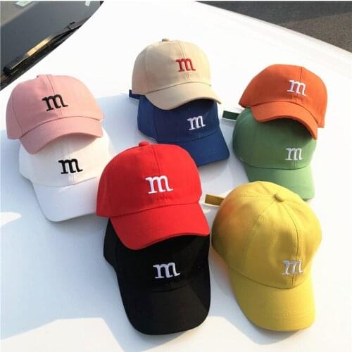 Cute childrens cap hip hop m letter childrens baseball hat 2021 new spring and summer 2-6 years old sun shade sun hat