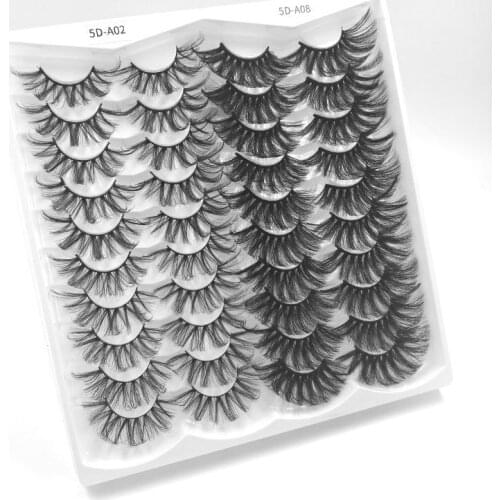 20 Pairs 5d Faux Mink False Eyelashes 25mm Exaggerated Thick Long Fake Eye Lash for Stage Cosplay Makeup Tools Wholesale