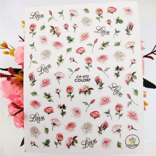 Nail Art Sticker 3D Rose Sexy Flowers Stickers for Nails Decoraciones Designer Self Adhesive Foil Decals Manicure Accessories