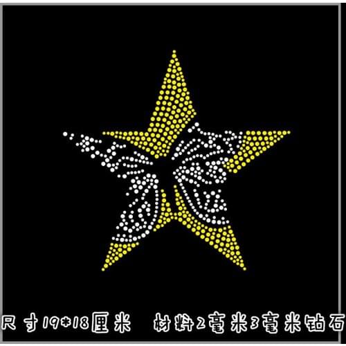 2pc/lot Yellow star stickers flatback hot fix rhinestone designs iron on transfer hot fix rhinestone transfer motifs applique