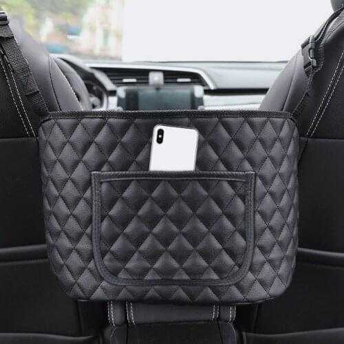NEW Pu Leather Car Seat Storage Organizer Bag Stowing Tidying Interior Auto Seat Middle Box Seat Back Hanging Storage Bag Pocket