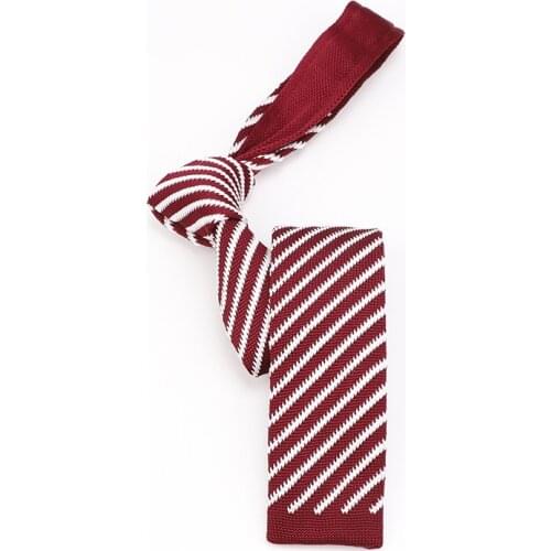 New 5.5cm Slim Knit Tie for Men Leisure Business Skinny Necktie Navy Geometric Striped Fashion Weave Ties Accessories