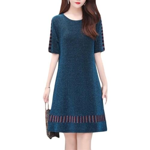 2019 Summer New Fashion Wild Plus size Women Dress loose Slim Temperament Short-sleeved Dresses Womens Casual Dresses 5XL F365