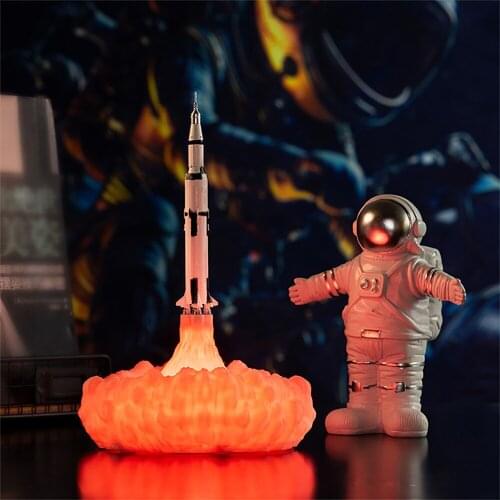 New 3D Print LED Rocket Night Light USB Rechargeable Space Shuttle Night Lamp For Bedroom Living Room Home Decoration