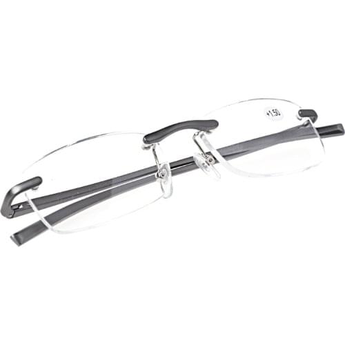 Aluminum Metal Rimless Reading Glasses Presbyopic Eyeglass Resin Lense +1.0~+3.5 R9JE