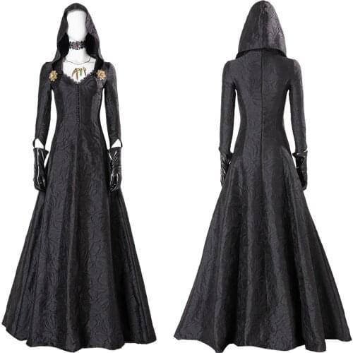 RE Evil Village Medieval Dress Bela Cassandra Daniela Lady Cosplay Costume Madam Vampire Dress Necklace Vampire Witch Skirt