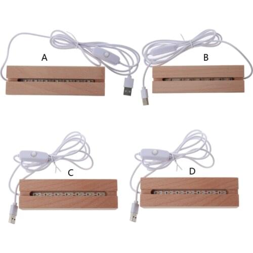 Resin Art Rectangle LED Lights Display Base Crystal Wooden Lighted Base Stand