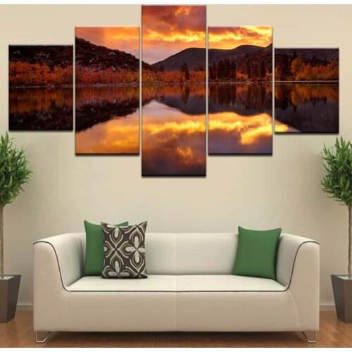 Framework Cloud twilight wallpaper 5 panel HD Print modern Modular posters Canvas Art painting For home living room decor
