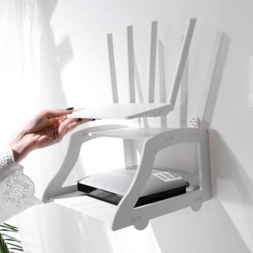 Sitting room routers organising frame hollow out double set-top box Router storage rack modeling wall shelf