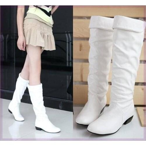 New Women Black High Boots Genuine Leather Warm Brown Thick High Heels Motorcycle Boots Classic Shoes Woman High Boots