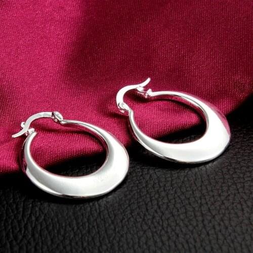 Elegant 3cm 925 Sterling Silver round Creativity Crescent hoop Earrings for Women 18K gold plated Pretty Gift Popular Jewelry