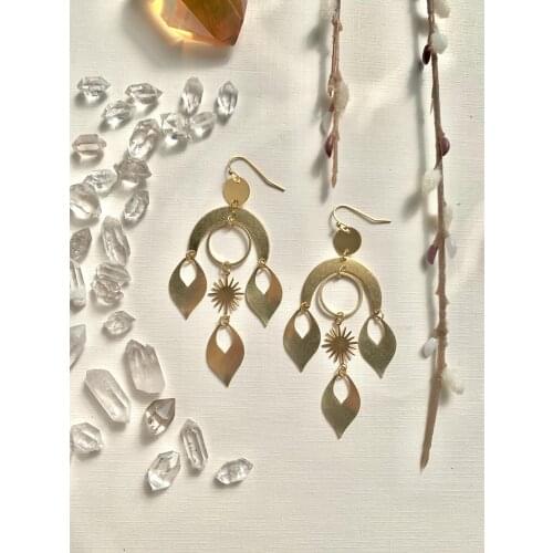 Sun and moon earrings Dangle earrings, Boho earrings, Witchy earrings, Chandelier earrings, Hippie