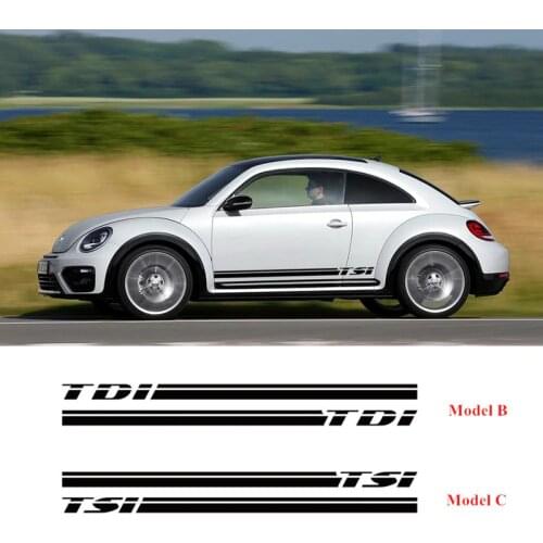 Sport Stripes Car Door Side Skirts Sticker For Volkswagen Beetle TSI TDI Turbo AT MT Racing Styling Auto Body Decor Vinyl Decal