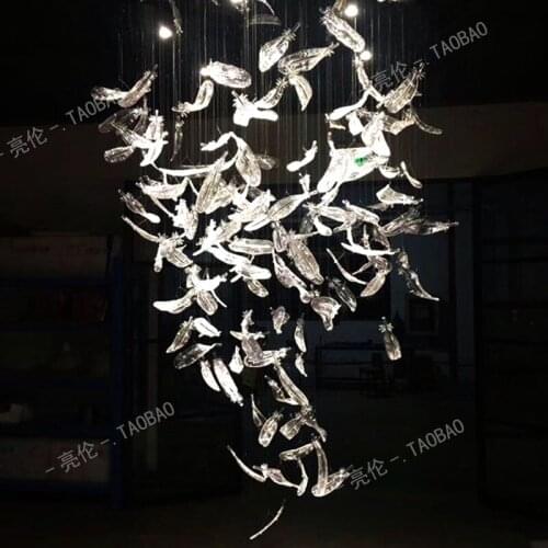 Hotel lobby light engineering light custom modern minimalist villa restaurant crystal creative chandelier feather decorative