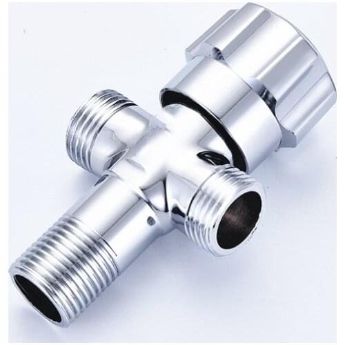 Solid Brass 1 In 2 Out High Quality Triangle Valve Wall Mount Bathroom Toilet Faucet Angle Switch G1/2" Male Thread Stop Valve