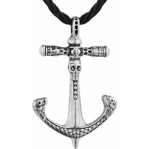 Nostalgia Vintage Steampunk Skull Anchor Cross Pendant Necklace Nautical Punk Rock Goth Jewelry