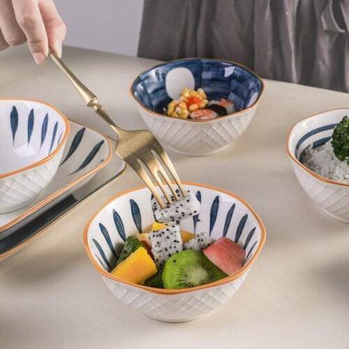 Japanese tableware creative ceramic rice bowl noodle bowl soup bowl salad bowl household chopsticks set ceramic dishes