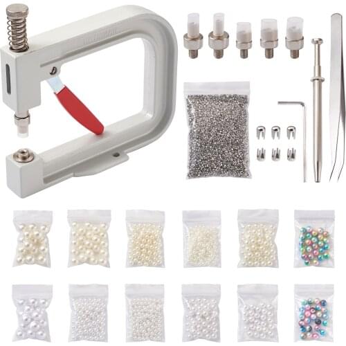 1 Set Manual Pearl Rivet Fixing Kit Imitation Pearl Acrylic Beads Tweezers Nails Claw Tweezers DIY Jewelry Handmade Accessories