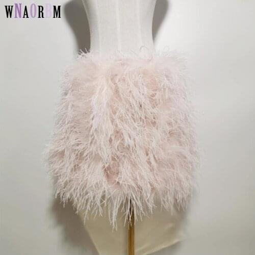 New style 100% natural ostrich hair Short skirt bra underwear womens fur coat real ostrich fur coat fur mini skirt Customizable