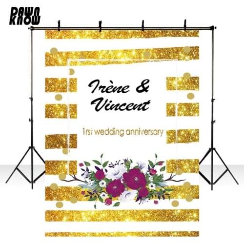 DAWNKNOW Golden Shimmer Photography Background Photocall Wedding Anniversary Photo Shoot Backdrops Photo Studio Customize lv413