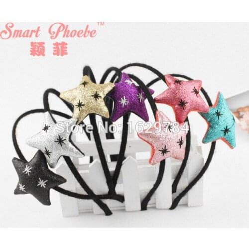 10pcs/7C Fashion Cute Glitter Star Hairbands Solid Fabric Cartoon Hair Sticks Princess Party Headwear Girls Hair Accessories