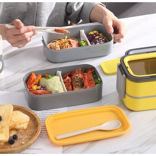 2pcs Japanese-style lunch box student single-layer multi-function portable lunch box sushi salad pasta insulation lunch box