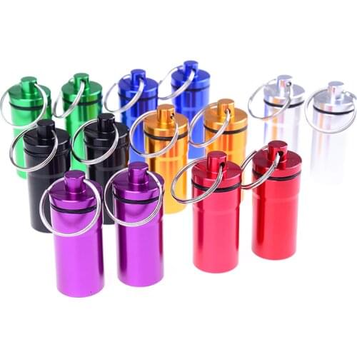 2Pcs Portable Mini Pill Container Bottle Waterproof Aluminum Pill Box Case Keychain High Quality