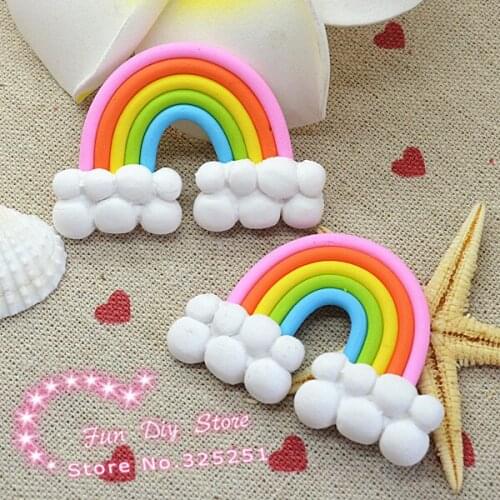 3D Cabochon Polymer Clay Rainbow Colorful DIY Accessories Scrapbooking 20pcs/lot 35*50mm