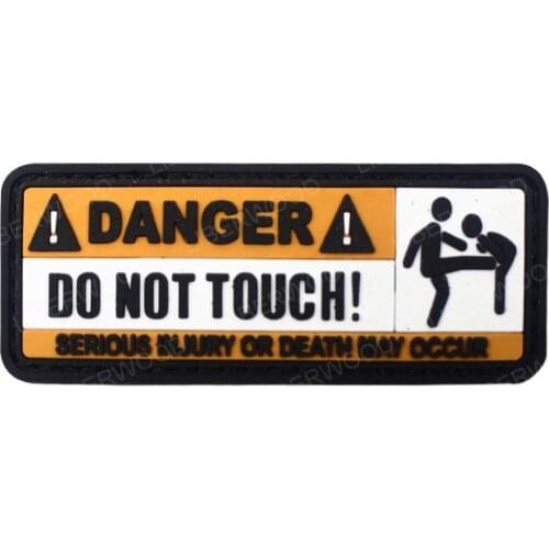 3D PVC Warning Sign Rubber Patch Gun Shape Military Fastener Hook Patches Travel Combat Badges For Clothing Backpack Applique