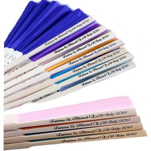 80pcs / lot custom luxurious silk folding fan in elegant laser cut gift box + party favors / wedding gifts + Silk screen