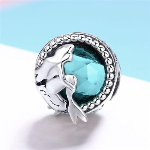 Fit Europe bracelet original 925 sterling silver ocean mermaid round beads suitable for women necklace pendant jewelry making