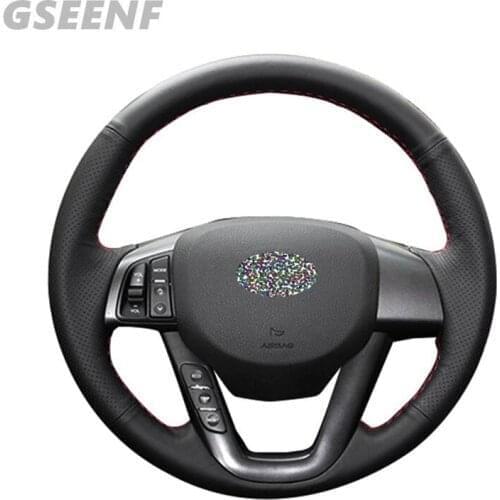 Black Steering Wheel Cover Artificial Leather Hand-stitched Car Steering Wheel Covers for Kia K5 Optima 2013 2012 2011