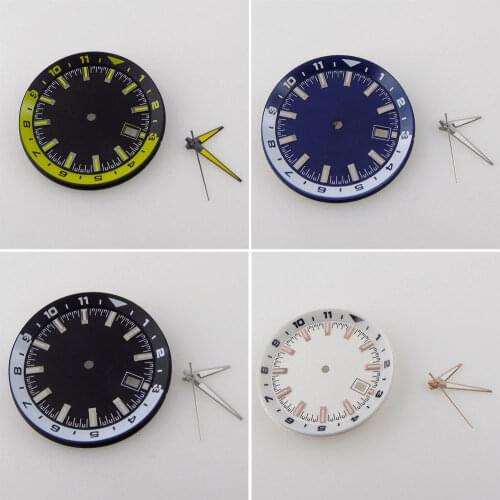 36.6mm Watch Dial + Hands Spare Parts Fit For NH35 NH35A Automatic Movement Green Lume Hands