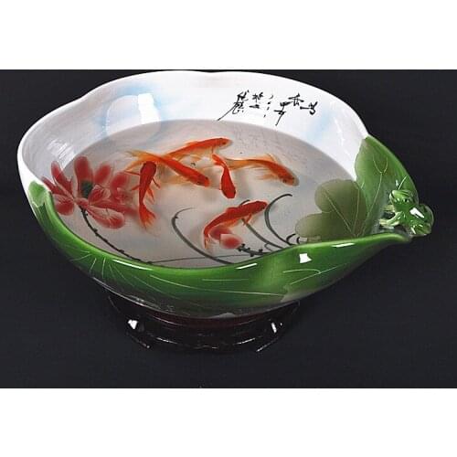 Special offer shipping decoration of Jingdezhen ceramics super bowl lotus lotus bowl painted turtle goldfish