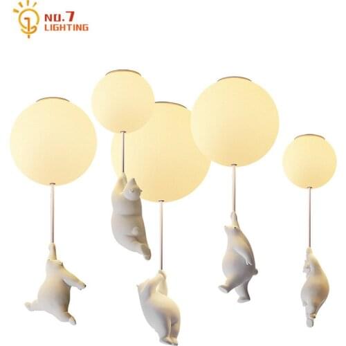 Designer Cartoon Bear Ceiling Lights Lovely Warm Atmosphere Ceiling Lamp for Kids Rooms Bedroom Home Decor Hanging Light Fixture