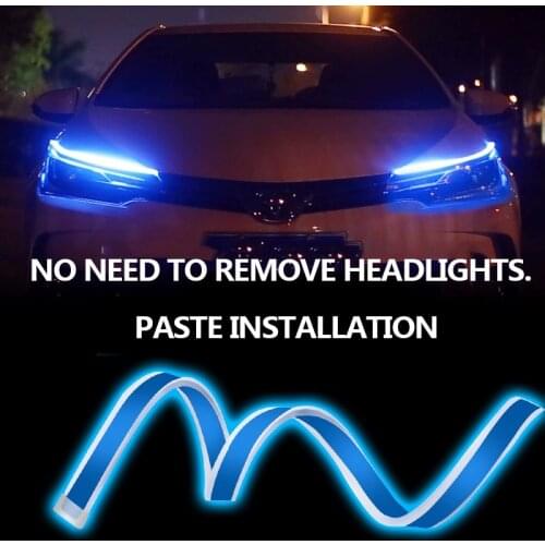2Pcs running lights flexible led drl daytime running light car led strip Turn signal Yellow Ultrafine Waterproof