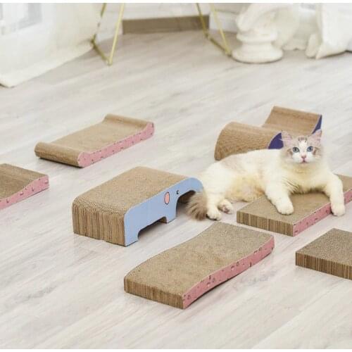 Corrugated Cat Scratch Board Pad Grinding Nails Interactive Protecting Furniture Kitten Cat Scratcher Toy Cardboard with Catnip