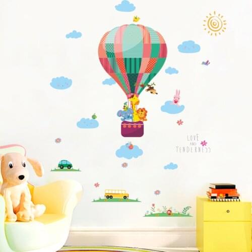 Hot Balloons cloud Animals wall stickers For kids rooms decals children bedroom kindergarten Decoration wall mural
