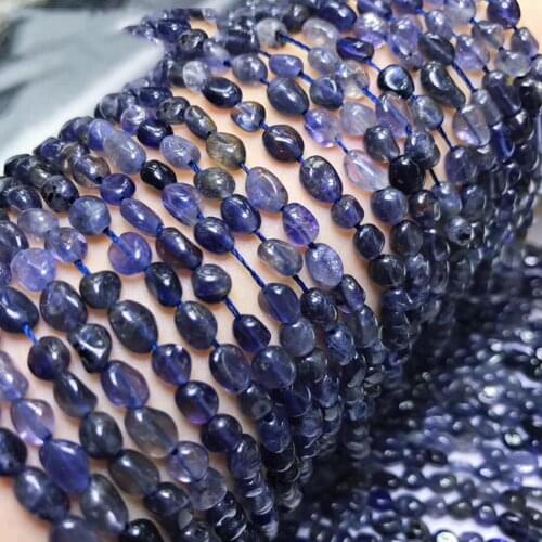 Iolite White Crystal Garnet Rhodonite 8-9mm Gemstone Beads smooth irregular for Jewelry Making Necklace 15inch icnway