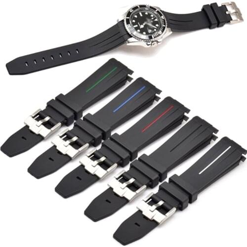 Curved End Watchband For Rolex water ghost GMT Silicone Rubber Strap 20MM 21MM 22MM Sports Waterproof Wristband Universal Belt