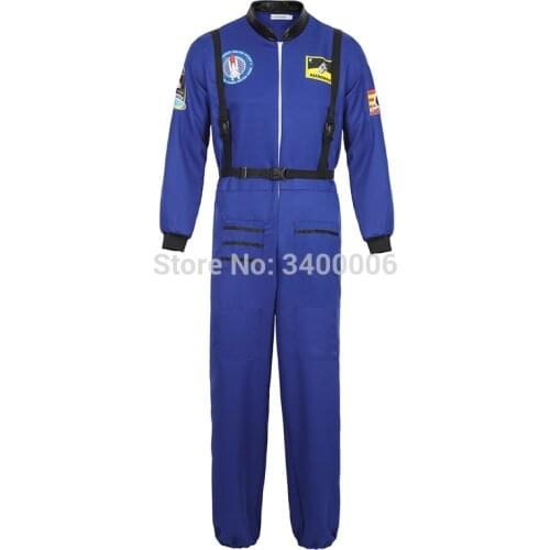Astronaut jumpsuit suit astronaut costume adult flight suit halloween cosplay one piece overalls men women blue white orange