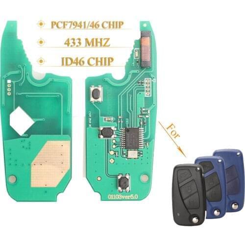 Kutery 10pcs 2/3 Buttons Remote Car Key For FIAt 500 Panda Punto Bravo Key With PCF7946/PCF7941 ID46 Chip 433Mhz