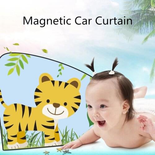 Magnetic Car Sun Shade UV Protection Moto FoldableWindow Sunshade Curtains Cute Side Mesh Sun Visor Summer Film Roller Blinds