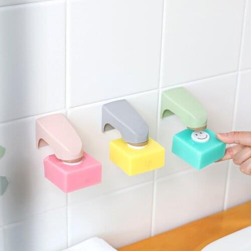 Bathroom Accessories Magnetic Soap Holder Portable 5 Colors Storage Rack Wall Mounted Sticking Soap Dishes