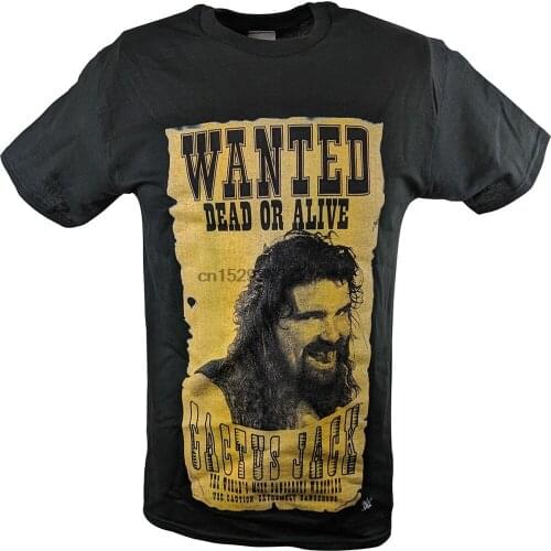 Cactus Jack Wanted Dead or Alive Mankind Mick Foley Mens T-shirt