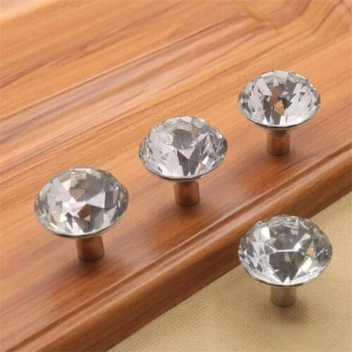 New Crystal Ball Handle Single Hole Diamond European INS Drawer Cabinet Wardrobe Transparent Glass Cabinet Door Knob Furniture