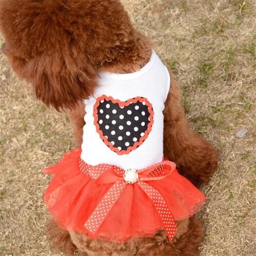 New Arrival Pet Dog Love Heart Sequins Gauze Tutu Dress Skirt Puppy Cat Rose Red Clothes Disfraz Perro Vestito Cane