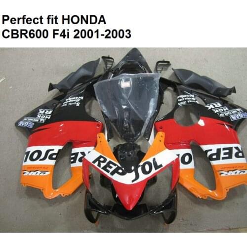 ABS plastic fairing for Honda CBR 600 F4i 01 02 03 orange black fairings kit CBR600 F4i 2001 2002 2003 CZ18