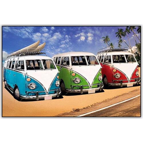 Landscape 5d DIY Diamond Painting Beach Travel Bus Foto Design Full Drill Square Diamant Painting Crystal Mosaic Embroidery Art